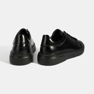  Erkek Siyah Bağcıklı Deri Günlük Ayakkabı