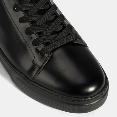  Erkek Siyah Bağcıklı Deri Günlük Ayakkabı