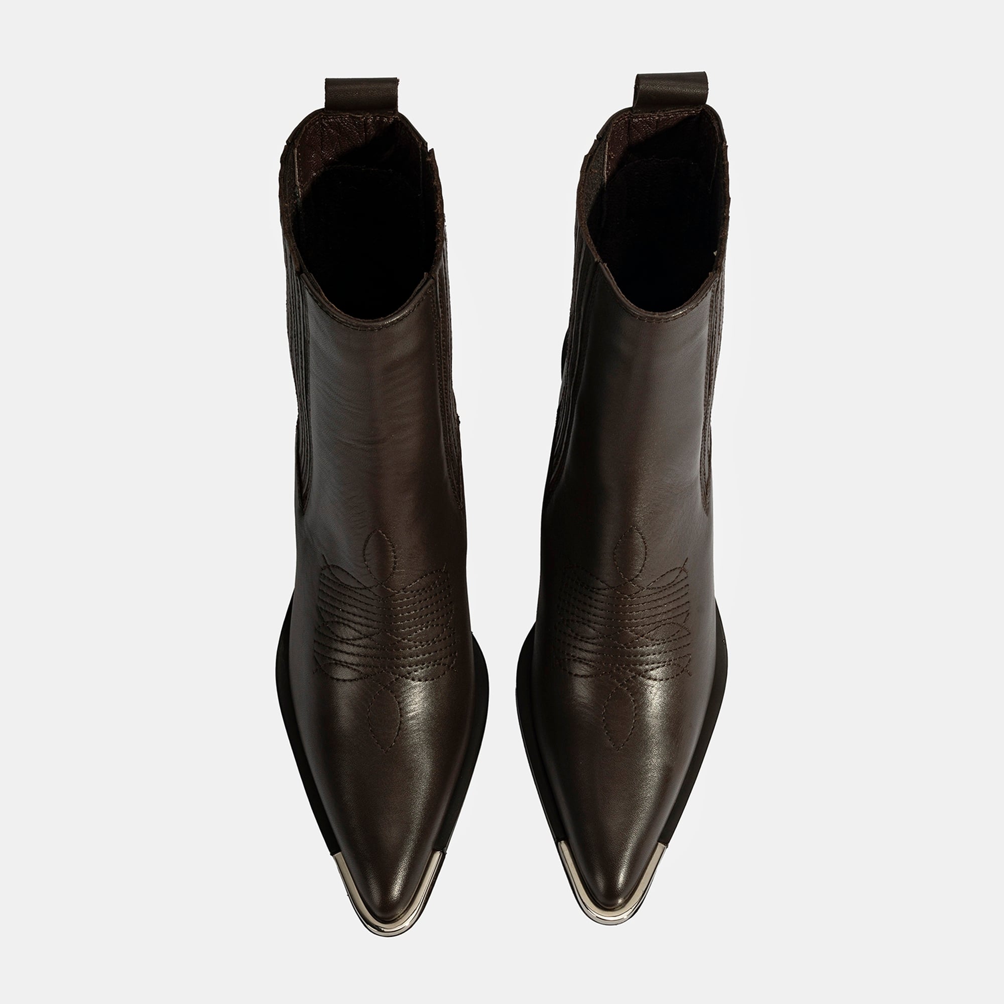 Kadın Kahve Kalın Topuklu Deri Bot