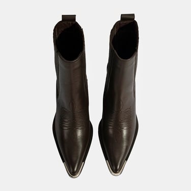  Kadın Kahve Kalın Topuklu Deri Bot