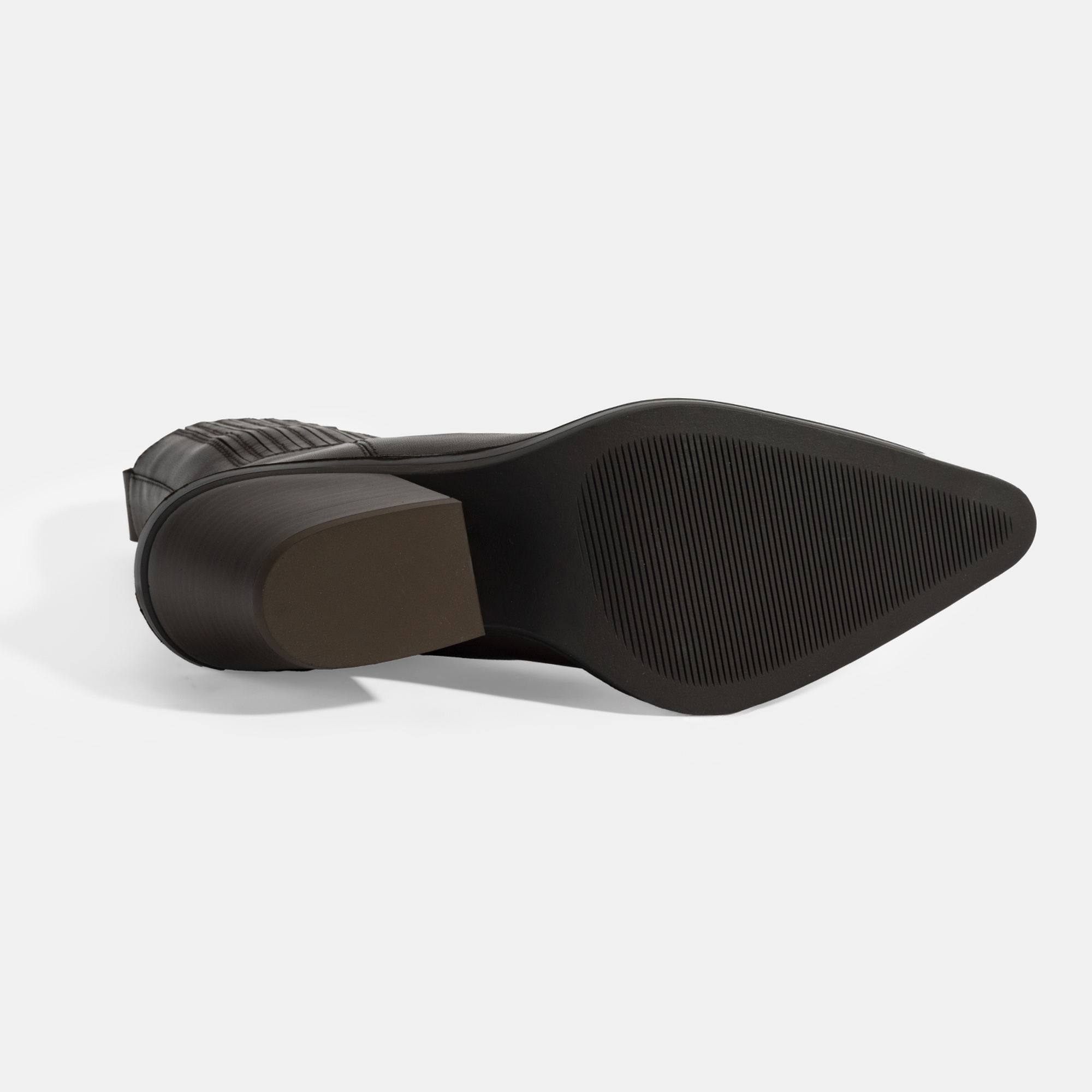 Kadın Kahve Kalın Topuklu Deri Bot