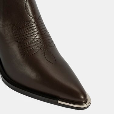  Kadın Kahve Kalın Topuklu Deri Bot