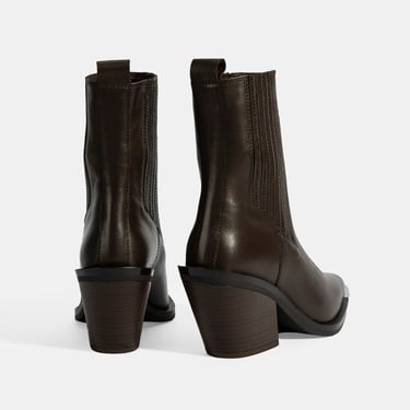  Kadın Kahve Kalın Topuklu Deri Bot