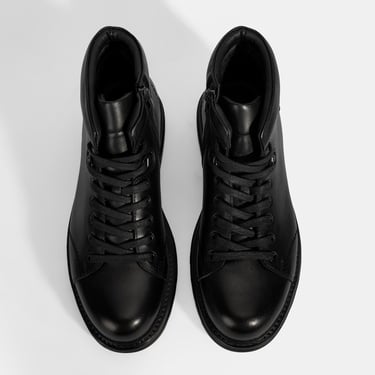  Erkek Siyah Bağcıklı Deri Bot