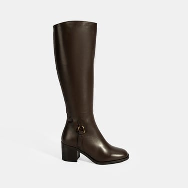  Kadın Kahve Kalın Topuklu Deri Çizme