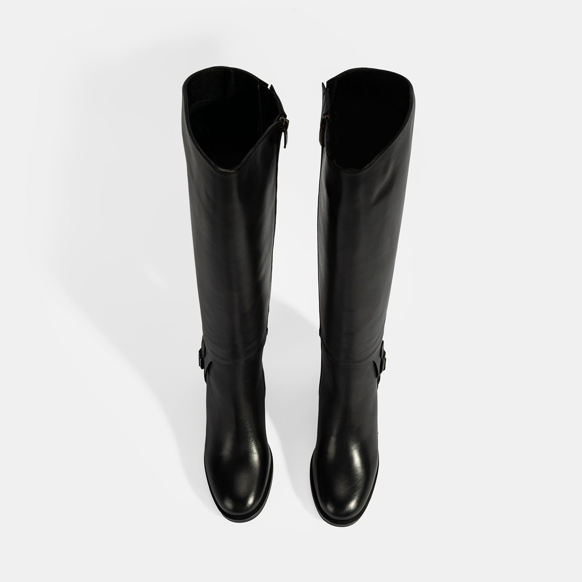 Kadın Siyah Kalın Topuklu Deri Çizme