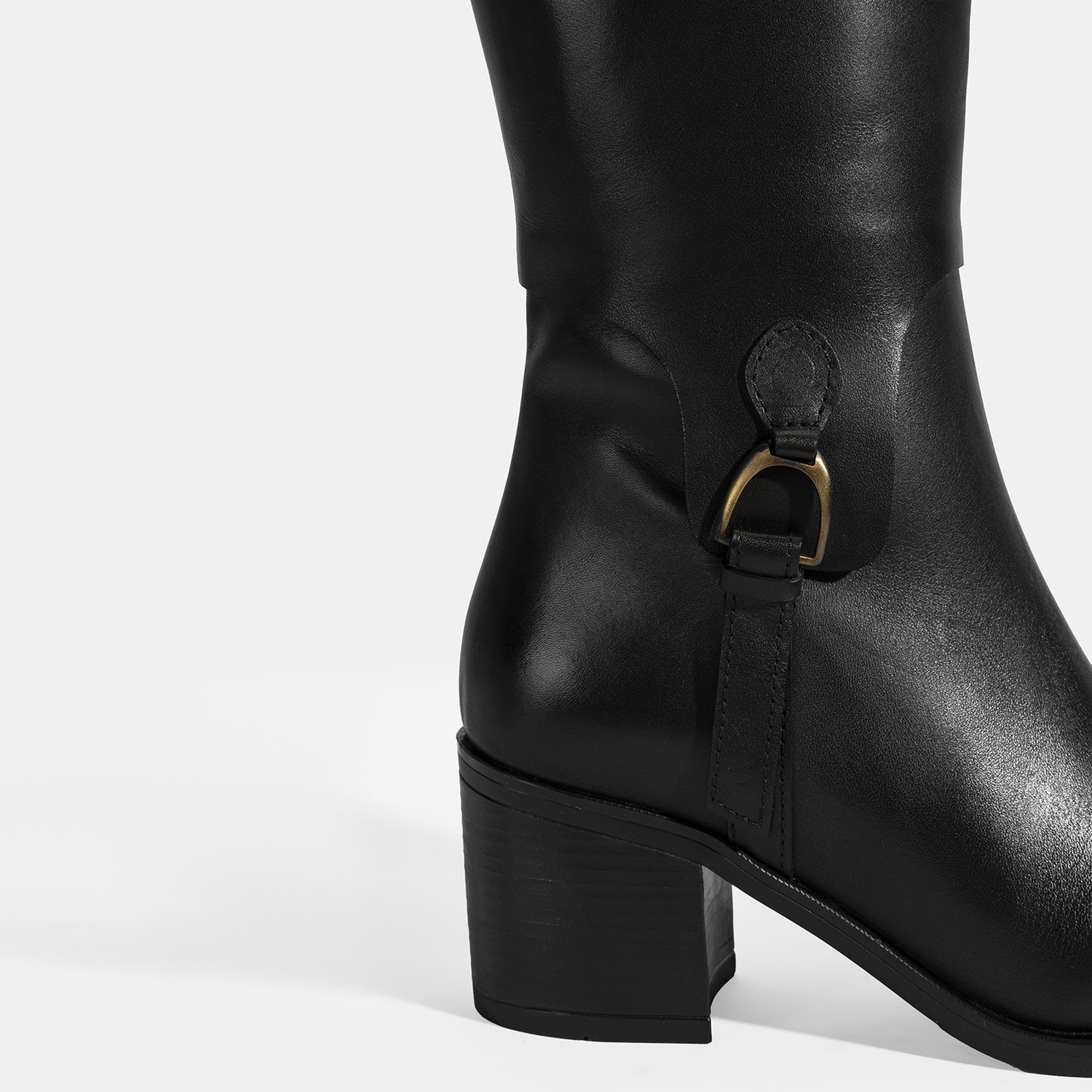 Kadın Siyah Kalın Topuklu Deri Çizme