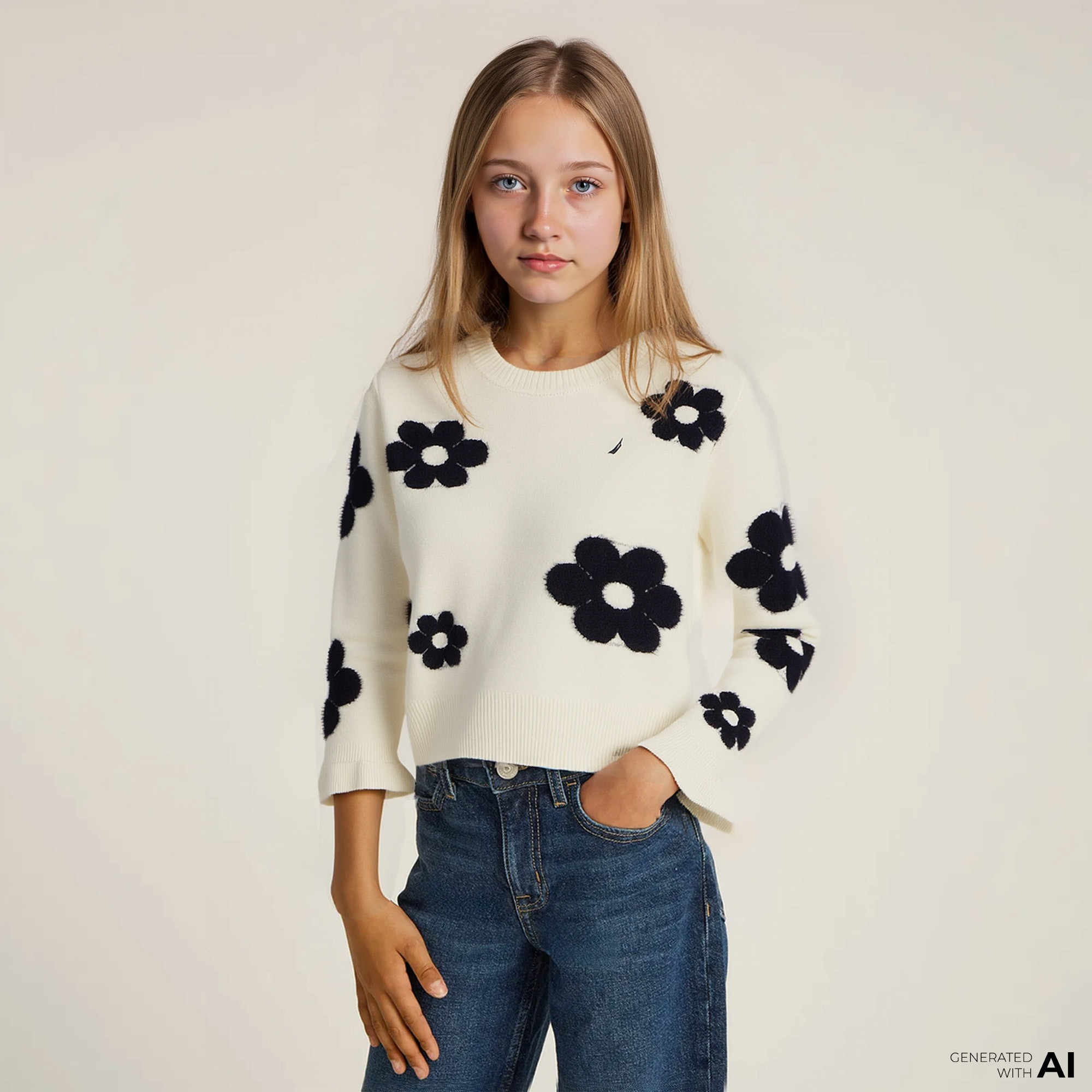 Nautica Kız Çocuk Kırık Beyaz Triko