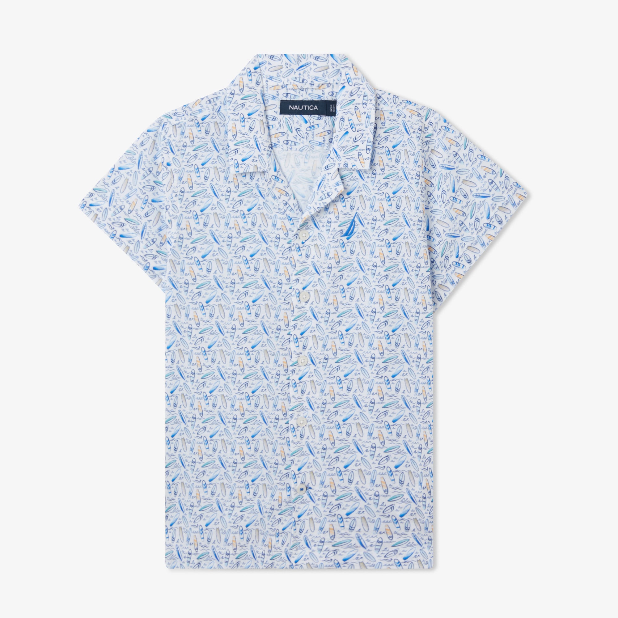  Nautica Erkek Çocuk Beyaz Classic Fit Baskılı Gömlek