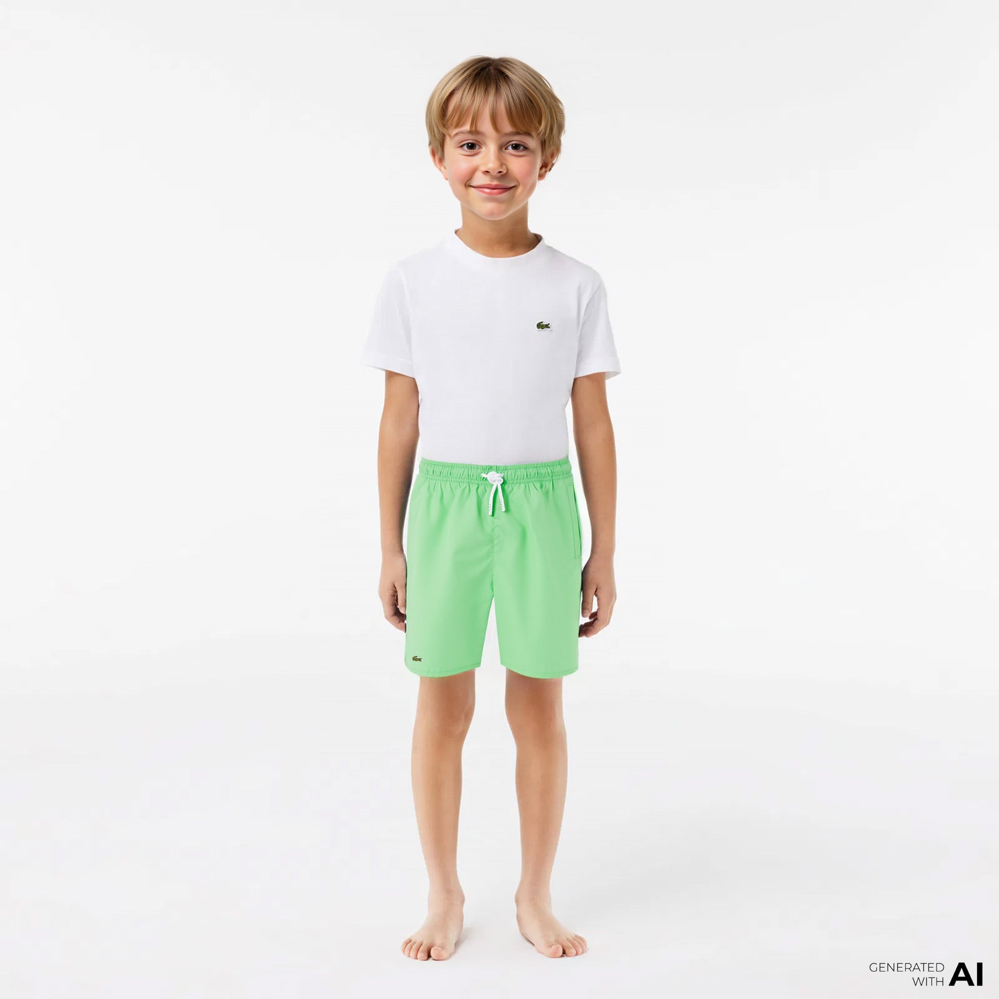  Lacoste Erkek Çocuk Yeşil Deniz Şortu