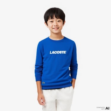  Lacoste Erkek Çocuk Baskılı Mavi Sweatshirt