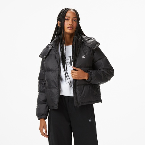  Calvin Klein Essential Midweight Puffer Kadın Siyah Mont