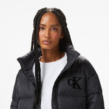  Calvin Klein Graphic Logo Puffer Kadın Siyah Ceket