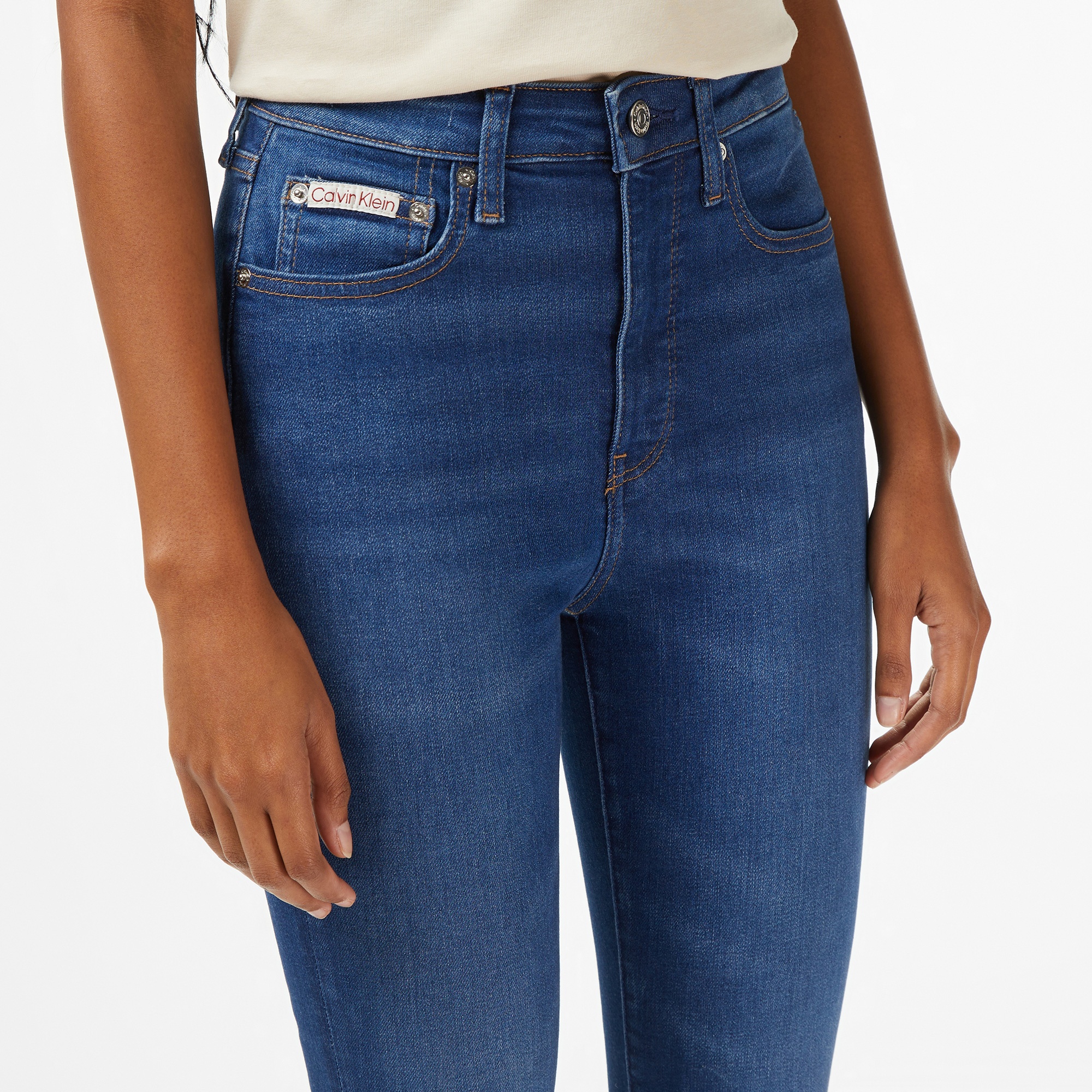 Calvin Klein High Rise Skinny Ankle Kadın Mavi Jean