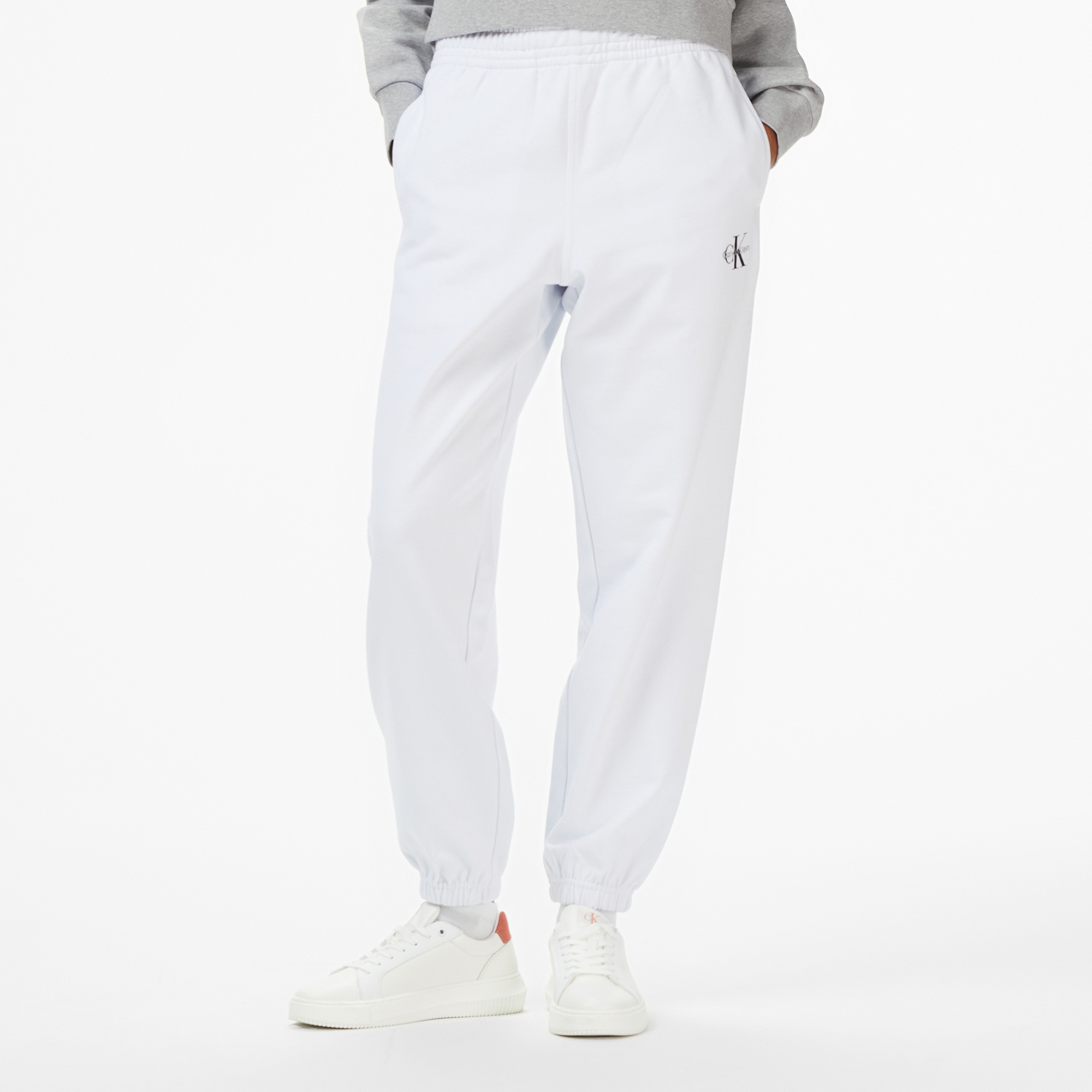 Calvin Klein Monologo French Terry Jogger Kadın Beyaz Eşofman Altı