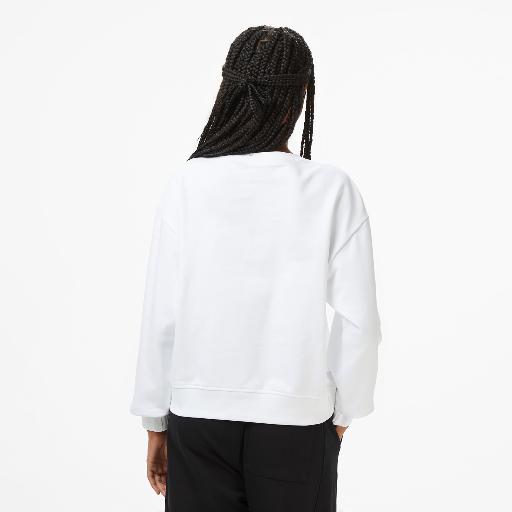 Calvin Klein Monologo French Terry Kadın Beyaz Sweatshirt