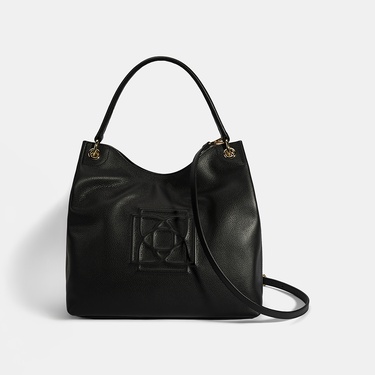  Kadın Siyah Logo Baskılı Deri Omuz Çantası