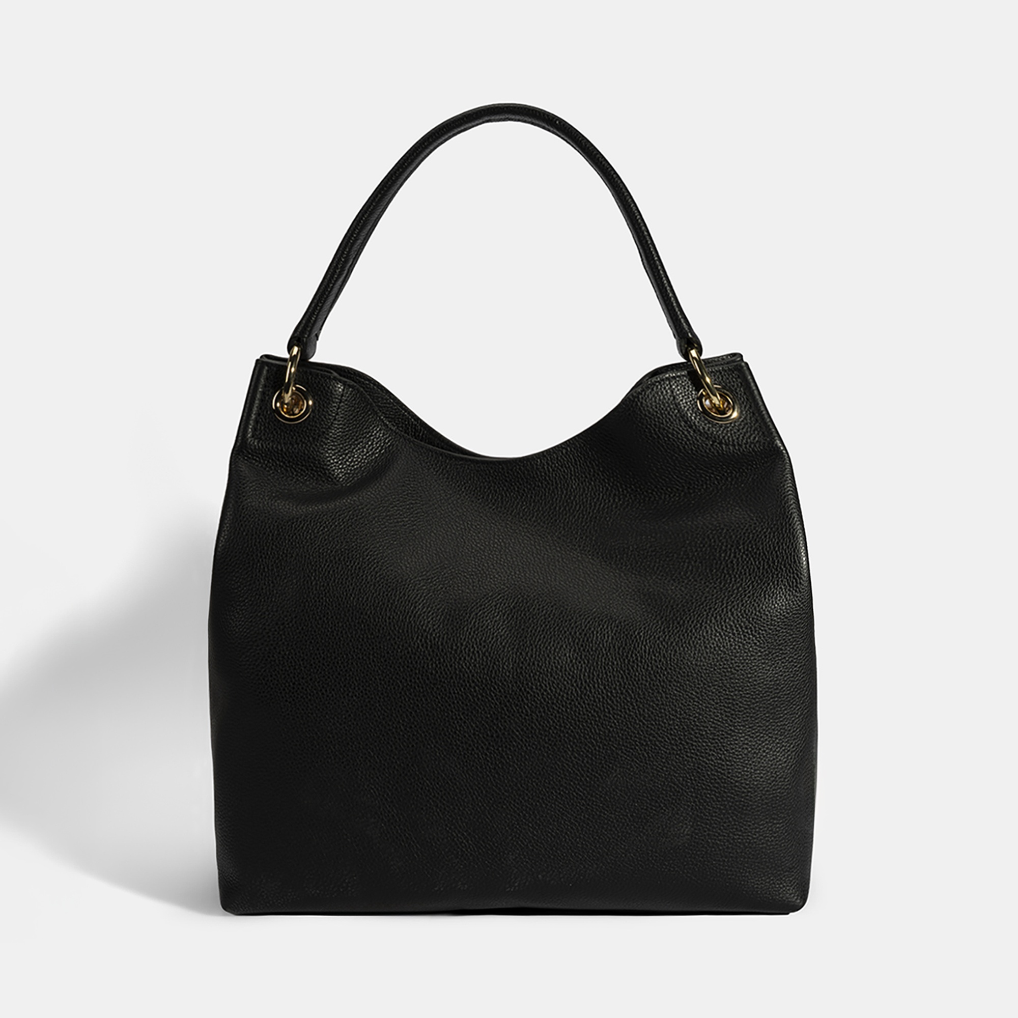 Kadın Siyah Logo Baskılı Deri Omuz Çantası