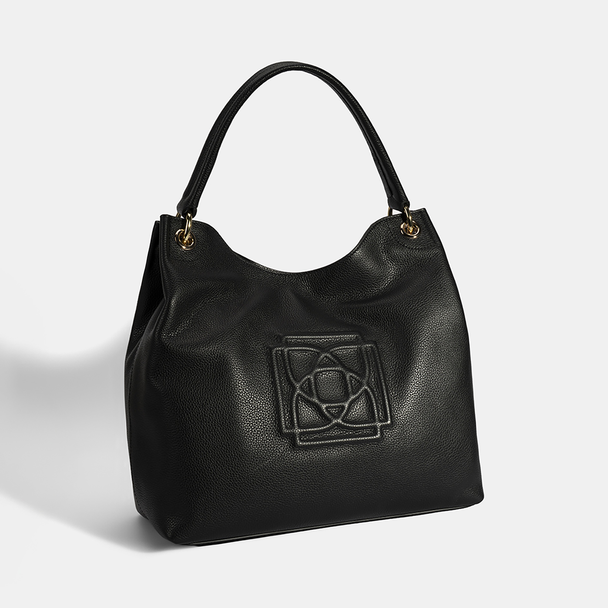 Kadın Siyah Logo Baskılı Deri Omuz Çantası