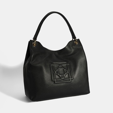  Kadın Siyah Logo Baskılı Deri Omuz Çantası