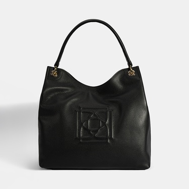 Kadın Siyah Logo Baskılı Deri Omuz Çantası