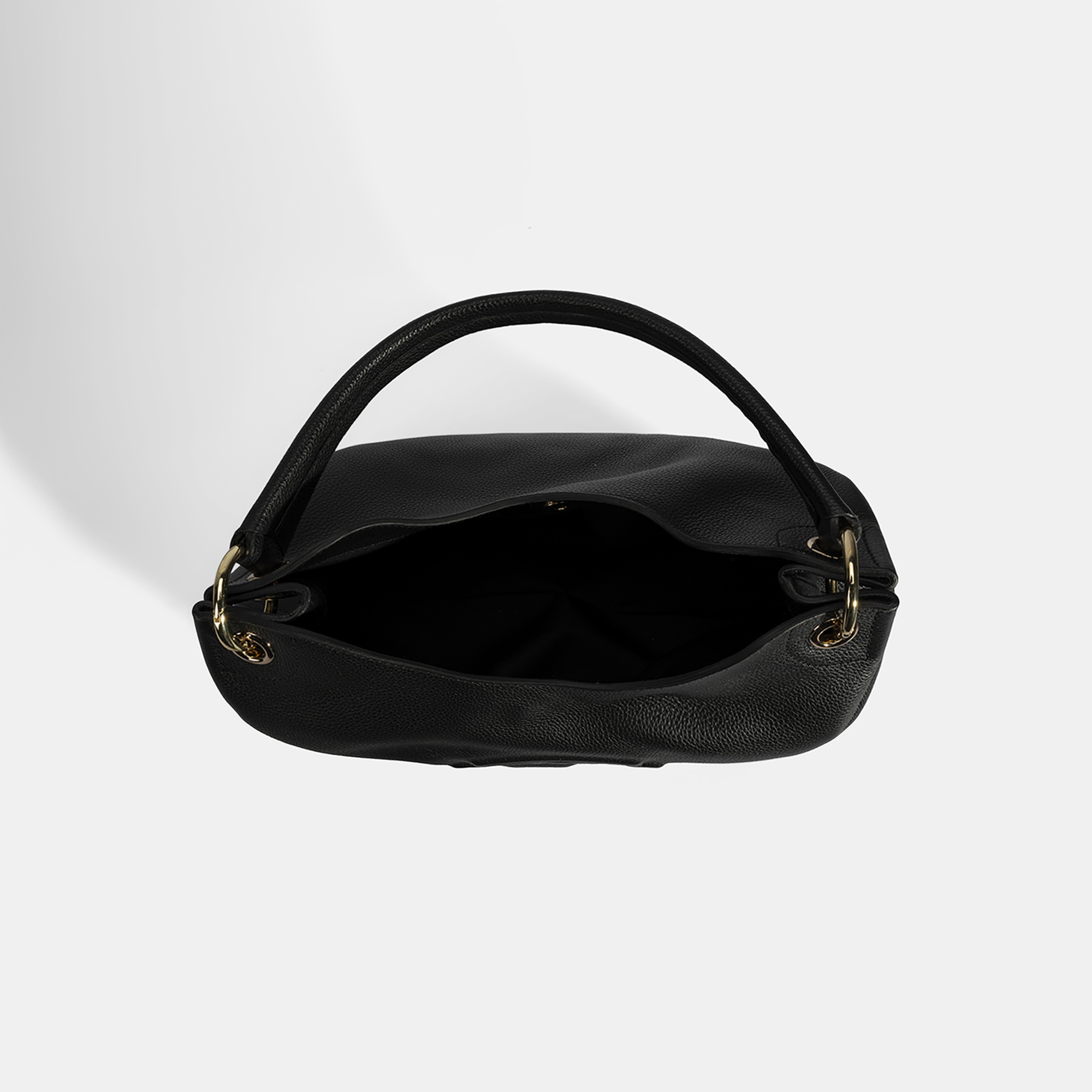 Kadın Siyah Logo Baskılı Deri Omuz Çantası