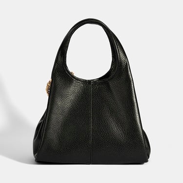  Kadın Siyah Charm Aksesuarlı Deri El Çantası