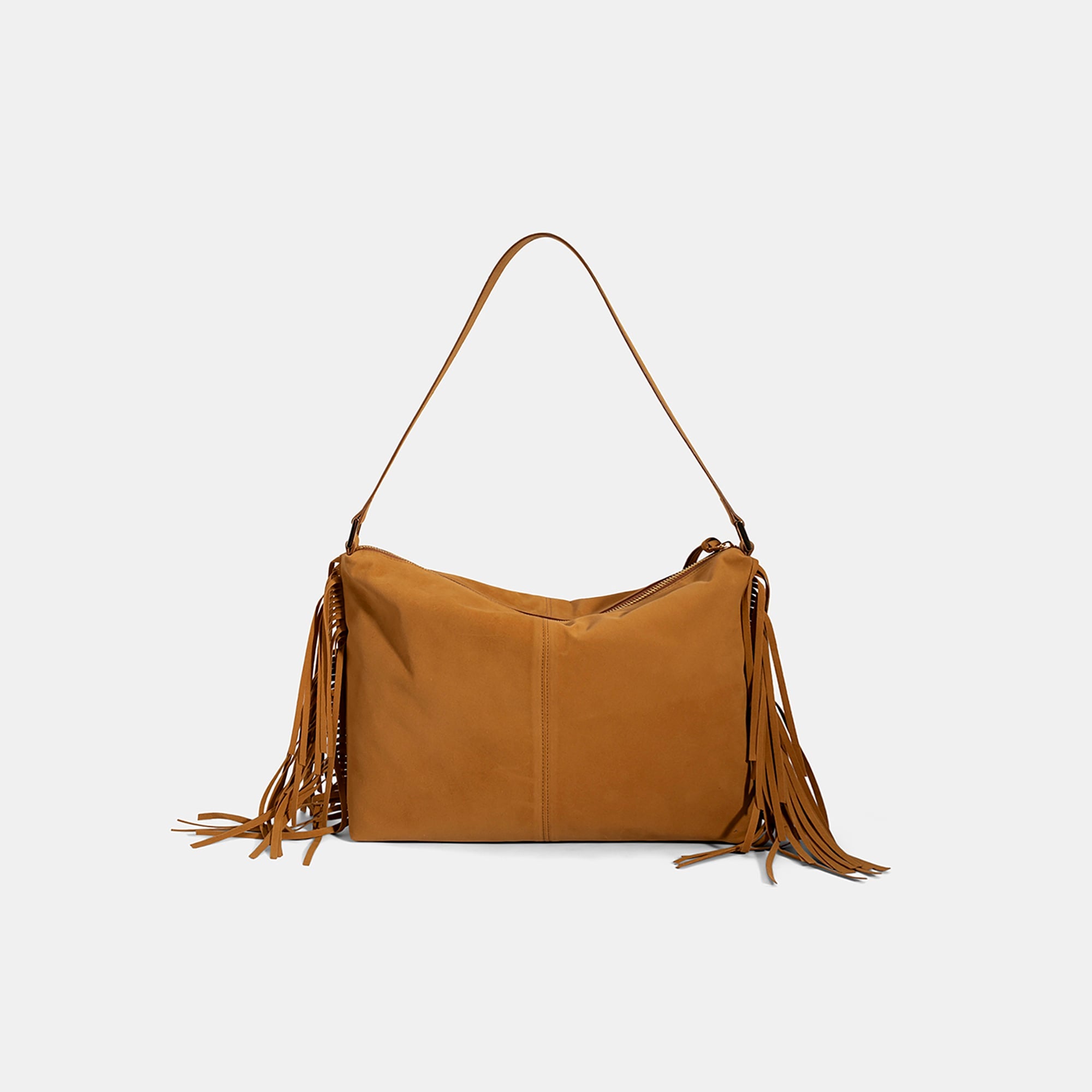 Kadın Taba Püskül Detaylı Süet Omuz Çantası