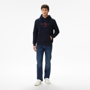  Tommy Hilfiger Oval Graphic Erkek Lacivert Hoodie