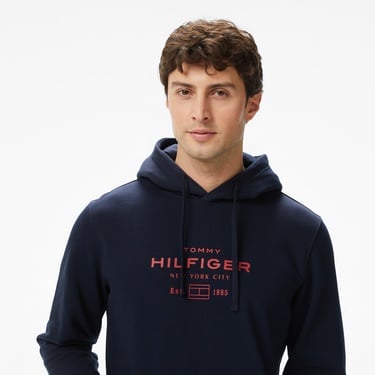  Tommy Hilfiger Oval Graphic Erkek Lacivert Hoodie