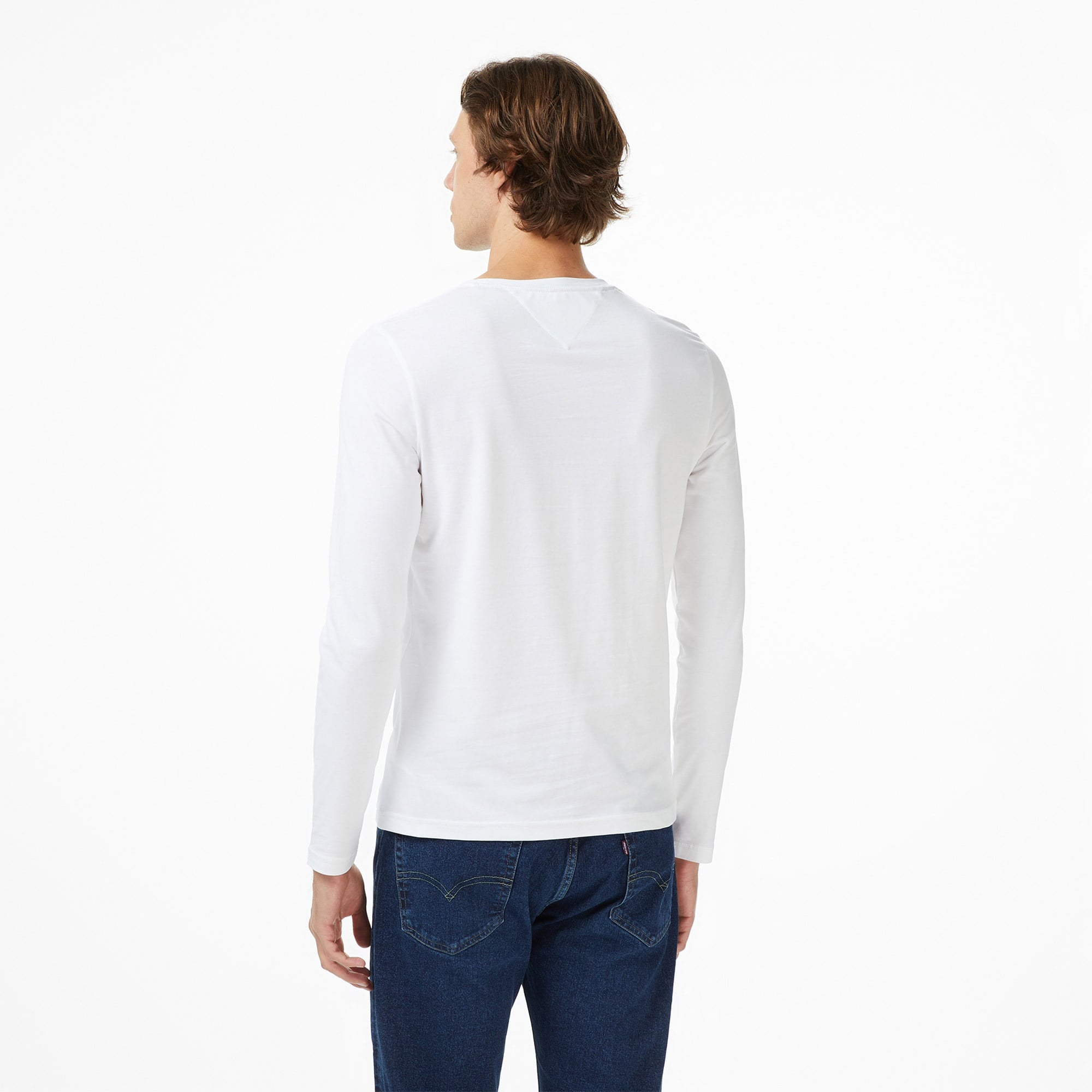 Tommy Hilfiger Stretch Slim Fit Erkek Uzun Kollu Beyaz Sweatshirt