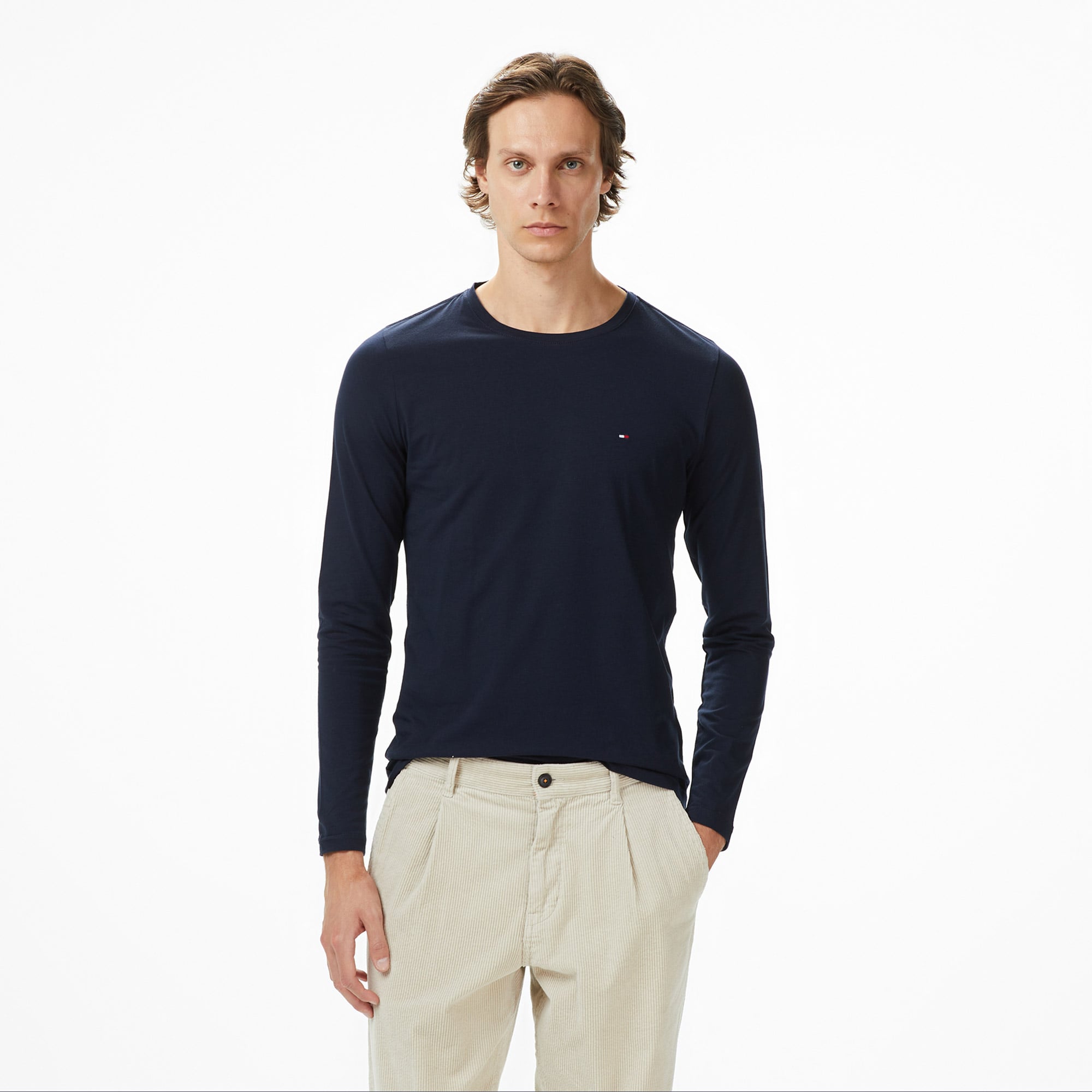  Tommy Hilfiger Stretch Slim Fit Erkek Lacivert Sweatshirt