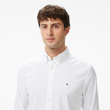 Tommy Hilfiger Performance Twill Erkek Beyaz Gömlek