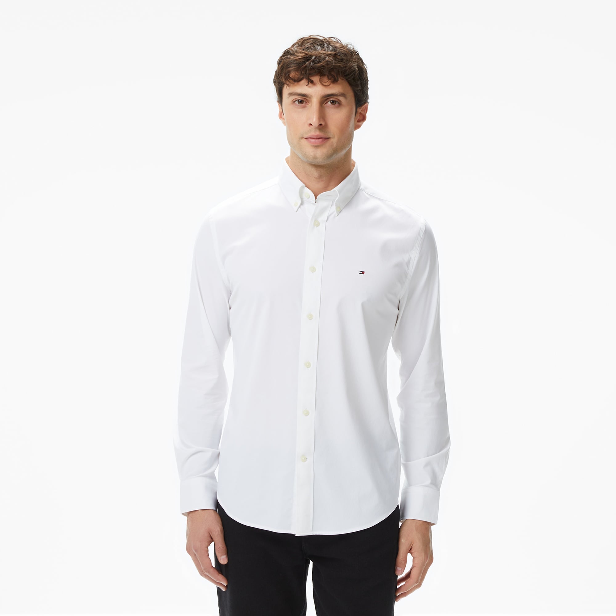 Tommy Hilfiger Performance Twill Erkek Beyaz Gömlek