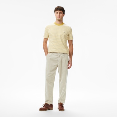  Fred Perry Fine Stripe Erkek Sarı T-Shirt