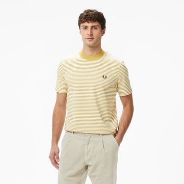  Fred Perry Fine Stripe Erkek Sarı T-Shirt