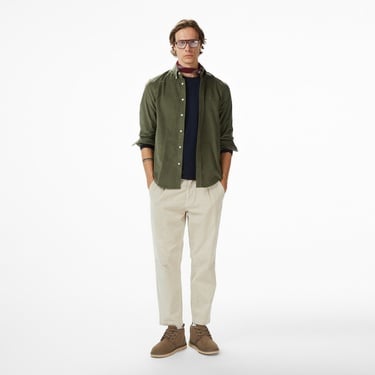  Tommy Hilfiger Solid Corduroy Erkek Yeşil Gömlek