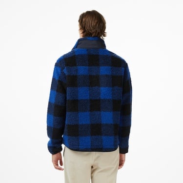  Tommy Hilfiger Teddy Fleece Check Pull Over Erkek Mavi Sweatshirt