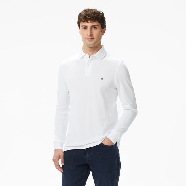  Tommy Hilfiger 1985 Regular Core Essentials Erkek Beyaz Polo Yaka T-Shirt