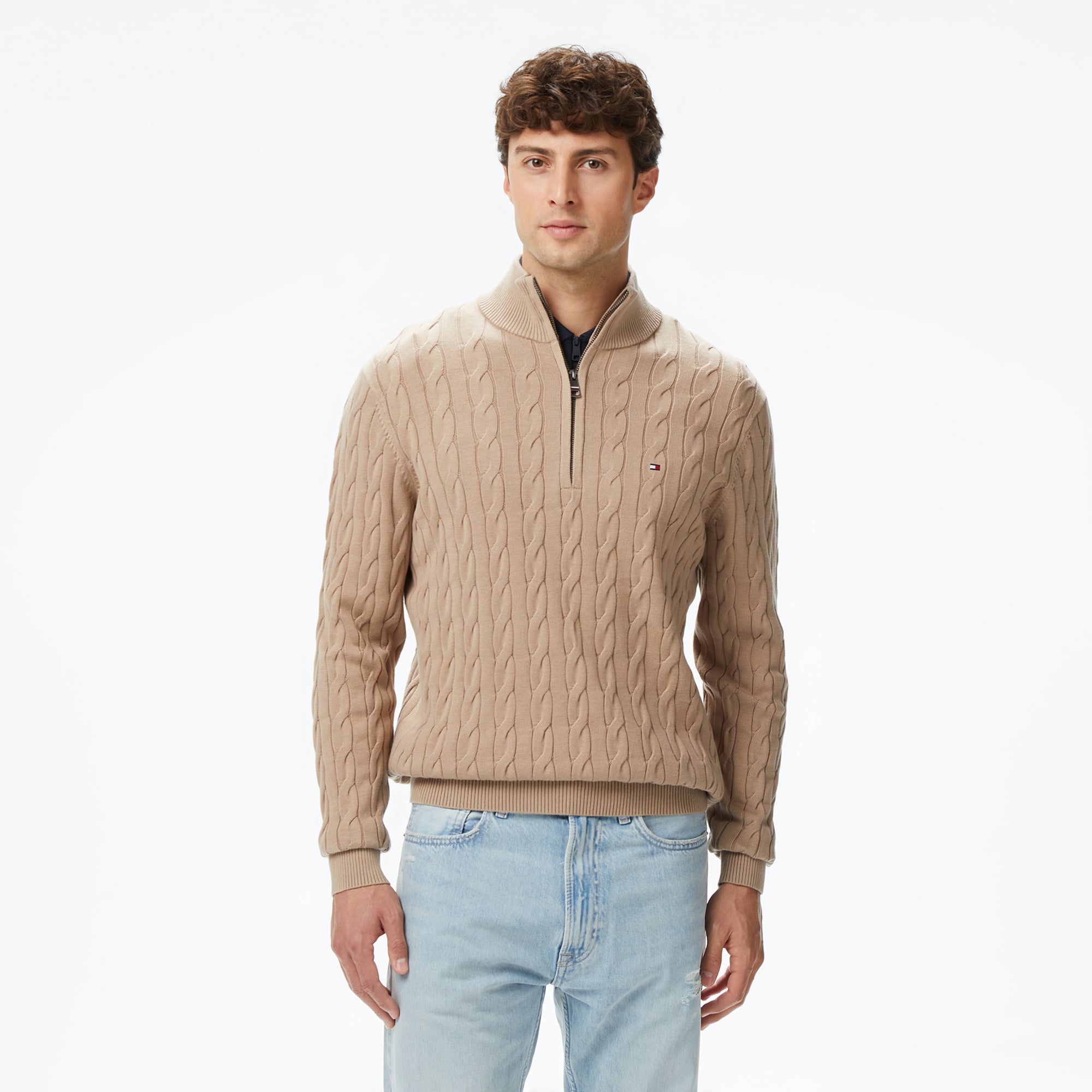 Tommy Hilfiger Classic Core Essentials Erkek Bej Kazak