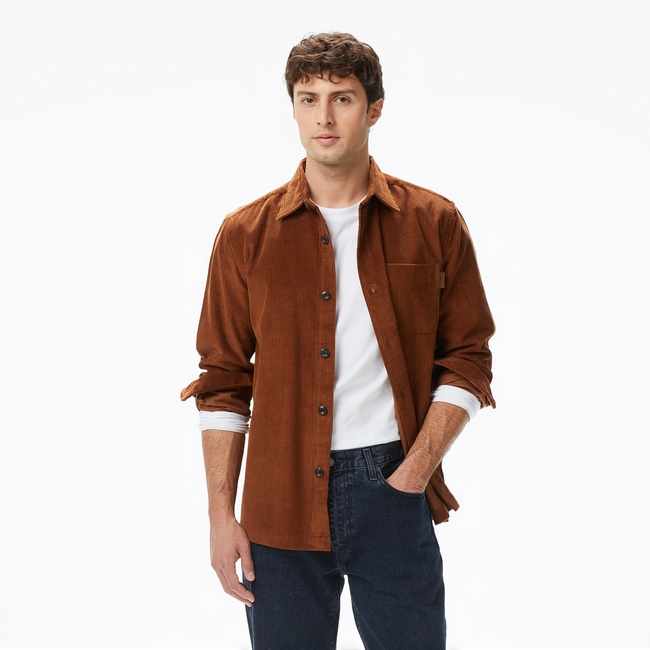  Tommy Hilfiger Corduroy Seasonal Quality Erkek Kahverengi Gömlek