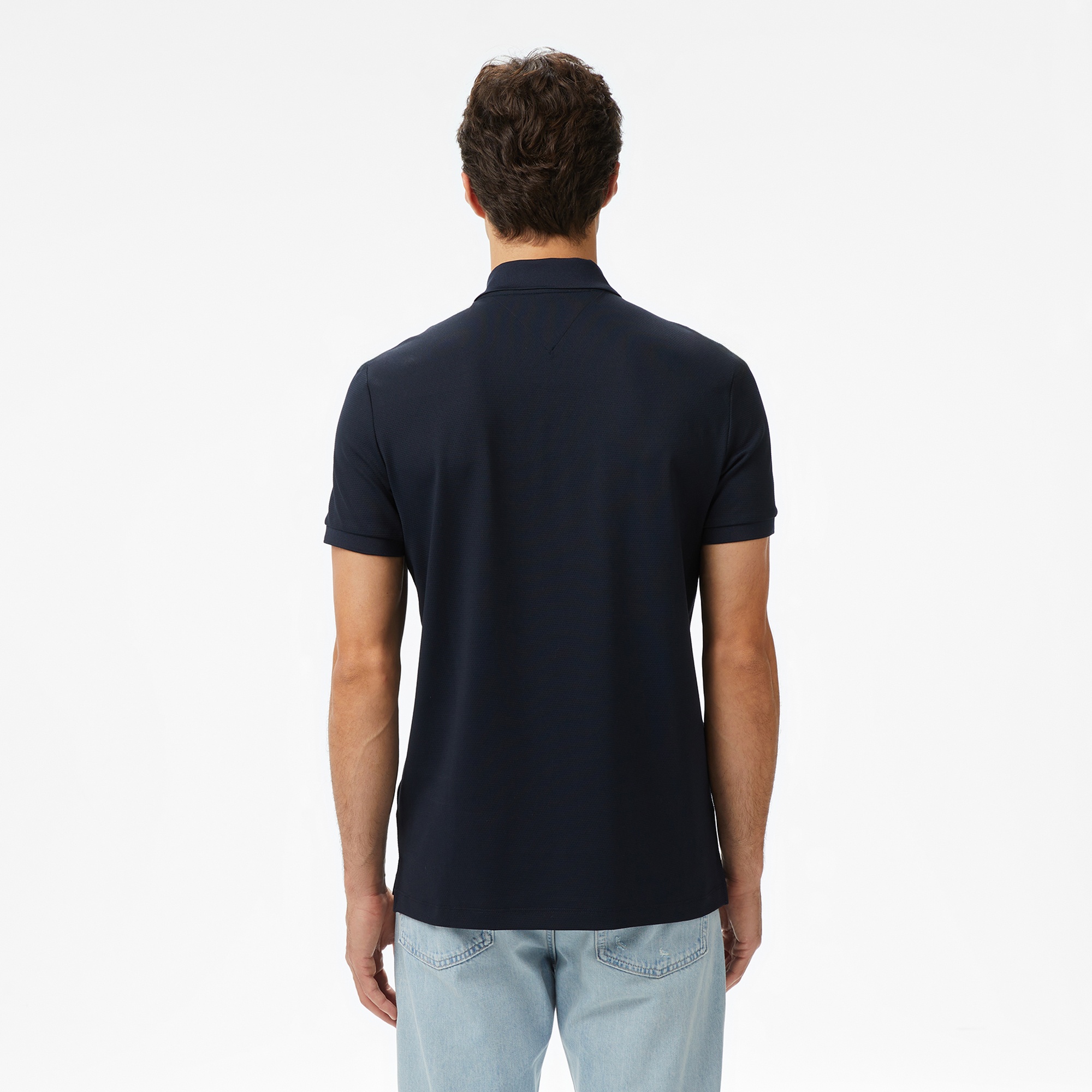 Tommy Hilfiger Performance Pique Erkek Lacivert Polo Yaka T-Shirt
