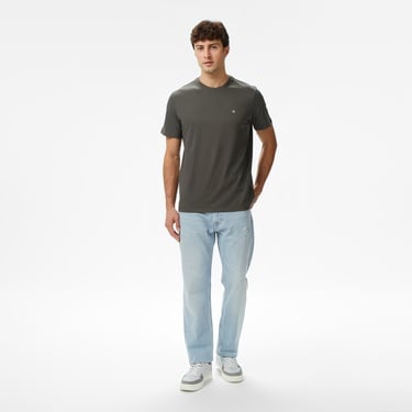  Calvin Klein Classic Monogram Erkek Gri T-Shirt