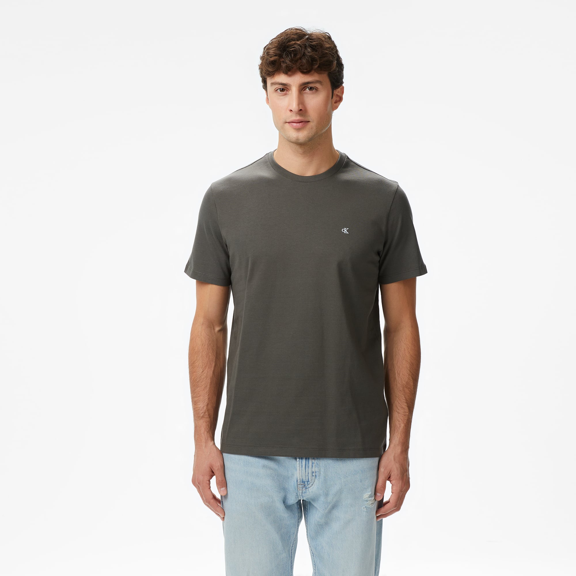  Calvin Klein Classic Monogram Erkek Gri T-Shirt