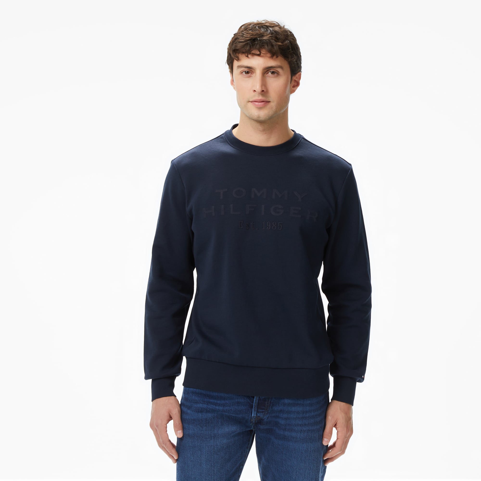  Tommy Hilfiger Nylon Applique İntechno Erkek Lacivert Sweatshirt