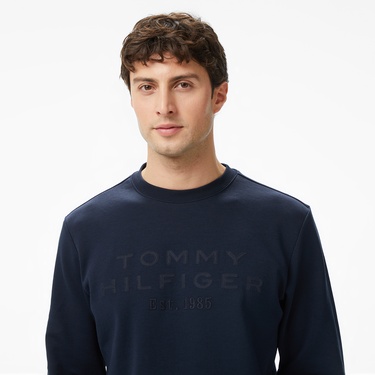  Tommy Hilfiger Nylon Applique İntechno Erkek Lacivert Sweatshirt