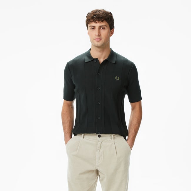 Fred Perry Button Through Erkek Yeşil Polo