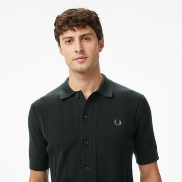  Fred Perry Button Through Erkek Yeşil Polo