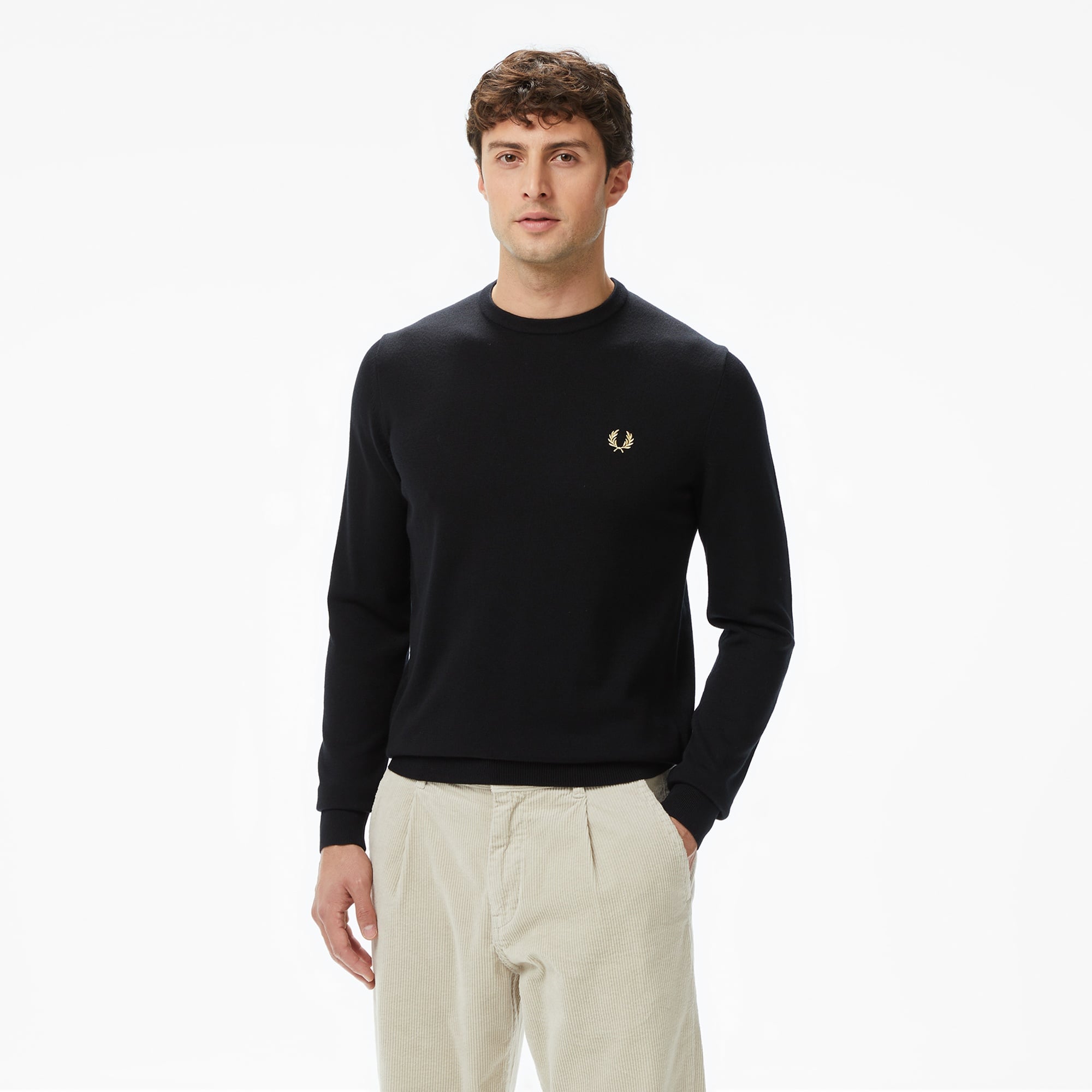 Fred Perry Classic Crew Neck Erkek Siyah Kazak