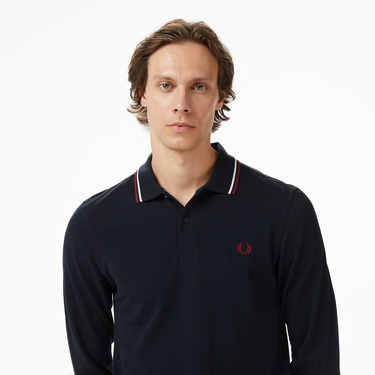 Fred Perry Twin Tipped Erkek Renkli Uzun Kollu Polo